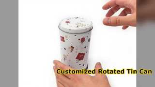 Dadi Customized with Music Cylindrical Metal Storage with Lid Round Rotatable Tin Can for Cookies, S