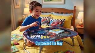 Customized Folding Metal Lap Desk Tin Tray with Legs Kids Bed and Sofa Activity Table
