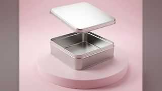 صندوق قصدير معدني فضي مربع بتصميم مخصص بدون طباعة - حزمة تخزين هدايا مميزة Snack Cookie
